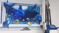 Impresora de pintura de pared de fondo 3D para el hogar, riel con ruedas, máquina de impresión de pared UV todo en uno, impresora de pared vertical