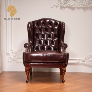 Amerikaanse Antieke Lederen Enkele Bank Industriële Vleugel Rug Fauteuil Vintage Loft Stijl Voor Thuis Appartement Koeling Vlieger Stoel - Product Image 1