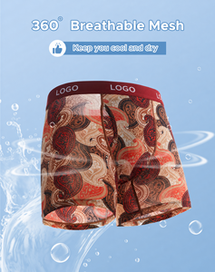 Boxer da <span class=keywords><strong>Uomo</strong></span> con Stampa Personalizzata alla Moda, Slip a Gamba Lunga in Rete, Stampa Camouflage, Leopardata o Paisley, Anti-Sfregamento, Intimo Maschile OEM - Product Image 3