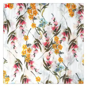 Kahn idílico impresión gasa 100% algodón Floral tejidos para Mujer Tops blusas y camisetas vestido de verano