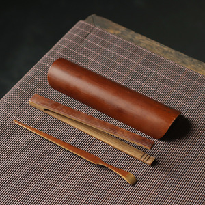 Juego de té de bambú hecho a mano, tres piezas, forma cilíndrica, pinzas para té, cuchara, aguja para ceremonia del té, seis herramientas para caballeros, origen Anji - Product Image 1