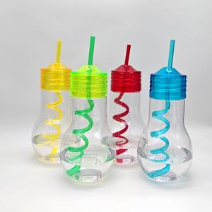 แก้วพลาสติก PET น้ำหนักเบา 600 มล. รูปทรงหลอดไฟ LED สำหรับงานปาร์ตี้ เป็นมิตรกับสิ่งแวดล้อม ใช้สำหรับใส่เครื่องดื่ม น้ำผลไม้ พร้อมหลอดดูด ดื่มได้โดยตรง ใช้กับชา<span class=keywords><strong>นม</strong></span>ได้ - Product Image 2