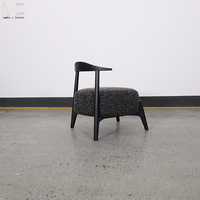 Fauteuil de salon moderne en bois avec dossier incurvé, style Wabi Sabi de luxe, en tissu bouclé, pour salon
