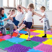 Carreaux de sol sensoriels éducatifs pour nourrissons et tout-petits 6 pièces carrés Eva Carrelage de sol à emboîtement Puzzle Tapis de jeu en mousse pour enfants