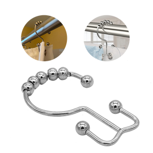 Ganchos para Cortina de Ducha de Acero Inoxidable Resistentes a la Oxidación, Anillos para Cortina de Baño de Doble Cara para Uso en Hoteles y Hogares - Product Image 1
