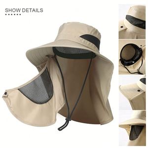 Sombrero de Pescador de Secado Rápido con Logotipo Personalizado, Sombrero de Ala Ancha para Senderismo, Protector de Cuello, Sombrero de Pescador Casual para Hombres Entusiastas del Aire Libre - Product Image 3