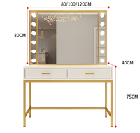 Meuble de chambre à coucher moderne avec éclairage LED, blanc ou noir en option, commode de rangement, coiffeuse avec miroir LED