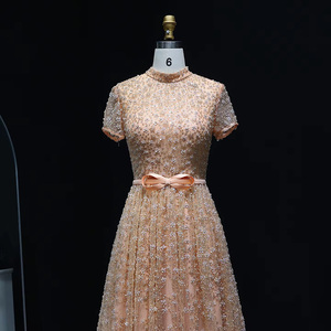 Jancember LSZ062 zarif kısa kollu kemer abiye Vestidos De balo - Product Image 4