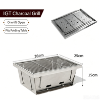 Barbecue portable Orangegaz 1 unité en acier inoxydable 304 pliable, gril à charbon monobloc pour table IGT, 36*25cm