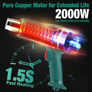 <span class=keywords><strong>Pistola</strong></span> de <span class=keywords><strong>Calor</strong></span> Eléctrica Industrial y para Bricolaje de 2000W con Temperatura Ajustable para Remover Pintura, <span class=keywords><strong>Soldar</strong></span> Tuberías y Encoger <span class=keywords><strong>PVC</strong></span> - Product Image 6
