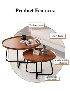 Juego de mesa de madera para el hogar, sala de estar combinada para mesa de centro, mesa redonda de madera maciza multifunción, estilo nórdico - Product Image 3