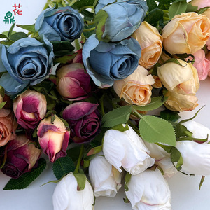 Ramo de Rosas Artificiales de Seda, Hecho a Mano, Estilo Natural, Decoración para el Hogar, Arreglo para Bodas, 7 Cabezas, Ramo Pequeño - Product Image 1