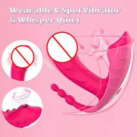 Vibromasseur Culotte Portable Contrôlé par Application avec Succion Clitoridienne, Dildo Vibrant Point G, Perles Anales, Triple Stimulation, Télécommande, Jouet Sexuel Féminin