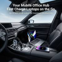 Chargeur de voiture rapide double USB-C PD 60W, entièrement métallique, cylindrique, avec anneau lumineux LED bleu, adaptateur universel pour allume-cigare 12V-24V