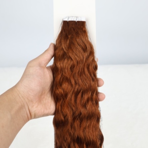 Extensions per <span class=keywords><strong>capelli</strong></span> umani ricci <span class=keywords><strong>castano</strong></span> rame all'ingrosso con nastro invisibile, 100% Remy, a doppia trama - Product Image 2