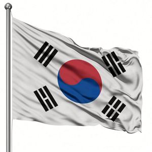 ธงสโมสรแบบพิมพ์ลายกีฬาโพลีเอสเตอร์แบบกำหนดเอง ขนาด 3x5 ฟุต ผ้าฝ้ายธรรมดา แบบกระจกเงา ธงชาติเกาหลี - Product Image 1