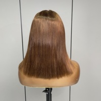 Perruque Bob Courte Droite en Cheveux Humains Remy Vietnamiens Colorés pour Femmes, Idéale pour Fêtes et Maquillage, 10 Pouces