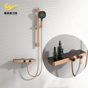 Ensemble de douche double fonction Vimijia, finition or rose brossé, mural, avec étagère portable, robinet de douche exclusif transfrontalier, vente chaude - Product Image 5