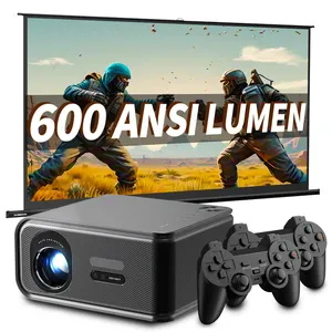 Free Arcade Joystick 600 ANSI Lumen Best New 4K Projector HD 1080 AI Proyector Android WiFi Portable LCD Video LED Projector
