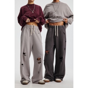 Pantalon baggy vintage streetwear pour homme, taille mi-haute, brodé, coupe large, 100 % coton, respirant, séchage rapide, collection automne - Product Image 4
