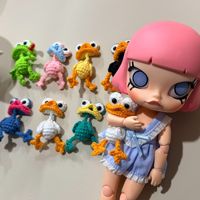 Mini poupée à câliner, Poupée Clown Canard à long cou, Crochetée à la main, Vêtements et accessoires pour poupée Zsiga, Petite tenue en tissu pour BJD, Miniature 6 points 1:6