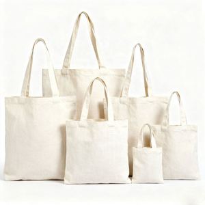 Sac fourre-tout en coton recyclé écologique personnalisable avec logo, toile durable avec longues poignées en corde et ruban pour le voyage - Product Image 1