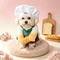 Costume de chef amusant pour chien : tablier vert, toque de chef blanche avec bras artificiels 3D et maniques de four – Tenue de jeu de rôle pour animaux de compagnie