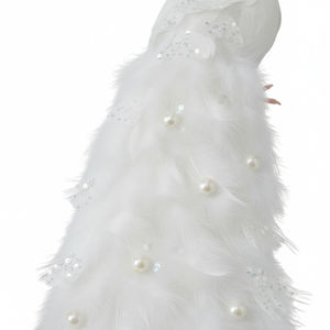 Figura Decorativa de Pavo Real Blanco Brillante para Navidad - Product Image 5