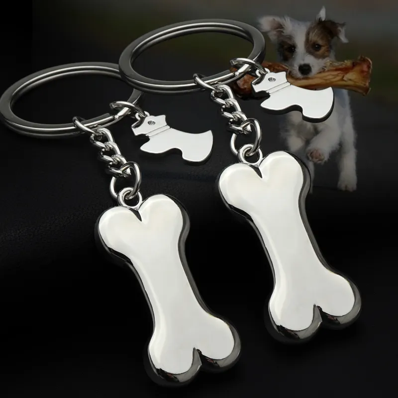 Forme d'os de chien avec porte-clés en métal personnalisé os porte-clés pour chien animalerie cadeaux chien charme et pendentif