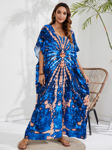 Robes Kaftan pour femmes, <span class=keywords><strong>grande</strong></span> <span class=keywords><strong>taille</strong></span>, <span class=keywords><strong>robe</strong></span> de plage d'été avec imprimé et motif de bain - Product Image 4