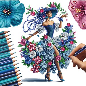 Kit de Peinture Diamant DIY Motif Fleur Bleue <span class=keywords><strong>Danseuse</strong></span> Style Américain Forme Spéciale Rectangulaire Décoration Murale en Cristal pour la Maison - Product Image 3