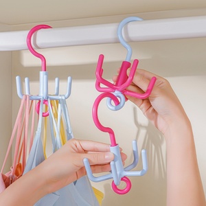 2pcs 360 Degrees Rotatable Organizer with 5 <b>Hooks</b> Rotating Belt Hanger Towels Clothes <b>Plastic</b> Laundry Sock Drying Hanger - Product Image 1