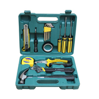 Ensemble d'outils de réparation domestique multi-usages 16 pièces avec marteau, pince, tournevis, mètre ruban, couteau utilitaire, étui en plastique
