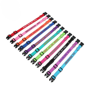 Kalung ID pribadi dengan nama hewan peliharaan dan nomor telepon menyesuaikan kain bordir poliester nilon kerah anjing - Product Image 5