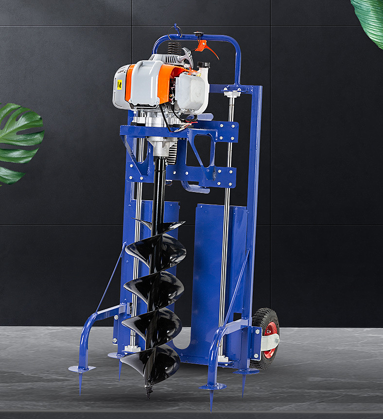 Small Gasoline-Powered Tree Planting Fertilizing Hole Drilling Pile Driving Machine Trolley for Small Scale Mining Drilling Rig