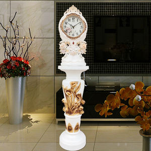 Stile europeo nuovo Design moderno in resina arpa pilastro orologio al quarzo decorativo piano in piedi orologio - Product Image 6