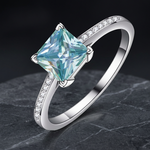 Anillo de Compromiso de Moissanita con Corte Brillante Redondo, Plata 925, Engaste de Puntas, Chapado en Oro, Estilo Geométrico Clásico de Lujo para Mujer - Product Image 5