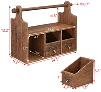 Boîte de rangement de cuisine en bois rustique comptoir carré multifonctionnel 3 tiroirs comprend un porte-serviettes en papier étagère à épices