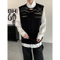 Gilet sans manches brodé de style chinois pour homme, respirant, col rond, décontracté, pour usage quotidien