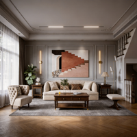 Ensemble de meubles de salon classique avec plateau en marbre, table de canapé grande capacité étanche pour maison moderne, hôtel, appartement, villa