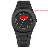 Montre Homme Haut de Gamme à Cadran en Verre, Bracelet en Plastique, Chiffres Arabes, Personnalisable, Étanche, Ultra Fine, en Polycarbonate, à Quartz Arabe