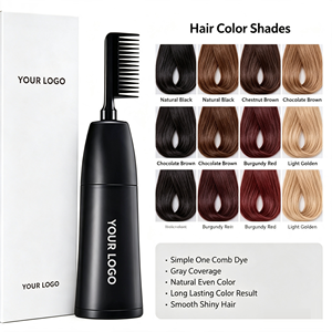 Crème colorante permanente pour cheveux à l'essence naturelle couvrante grise avec pinceau intégré, logo personnalisé, qualité professionnelle - Product Image 1