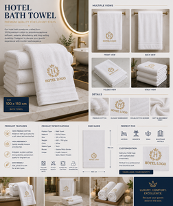 Serviette de bain d'hôtel en coton 100% de haute qualité, unie, douce, très absorbante, grande taille, vente en gros pour les spas - Product Image 3