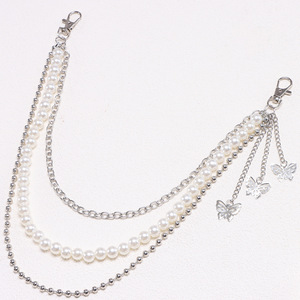 Women's Multi Layer Pearl <b>Waist</b> <b>Chain</b> With Butterfly Charm Hip Hop Punk Body <b>Chain</b> Casual Fashion Accessory - Product Image 4