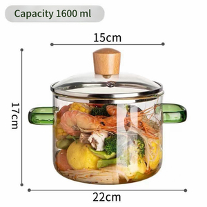Casseroles en verre borosilicate trempé résistant à la chaleur, antiadhésives, transparentes, avec double poignée colorée - Product Image 2