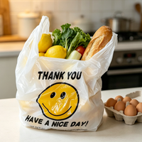 Sacs en plastique personnalisés en gros pour restaurants, sacs en plastique pour emporter, sacs en plastique type T-shirt avec logo, sacs en plastique de remerciement