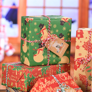 Papier d'emballage de Noël en papier kraft 50x70cm, design rétro pour emballage cadeau, fournitures de fêtes - Product Image 4