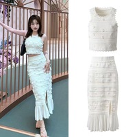 Design élégant pour femmes sans manches robe d'été col rond coupe ajustée décontracté 2 pièces ensemble-vente en gros Offre Spéciale élégant pull pour femmes