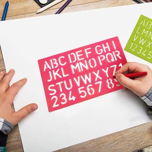 ชุดแม่แบบพลาสติกสำหรับวาดภาพ ตัวอักษร ตัวเลข แบบนำกลับมาใช้ใหม่ได้ 21337 ชิ้น 4 ชิ้น สำหรับเด็ก DIY สมุดภาพ งานศิลปะ - Product Image 5