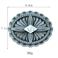 Motif Ethnique Vintage Moderne Bohe Boucle de Ceinture Argent Antique Ovale Western Cowboy Cowgirl Boucle de Ceinture Fit pour 38mm Strap